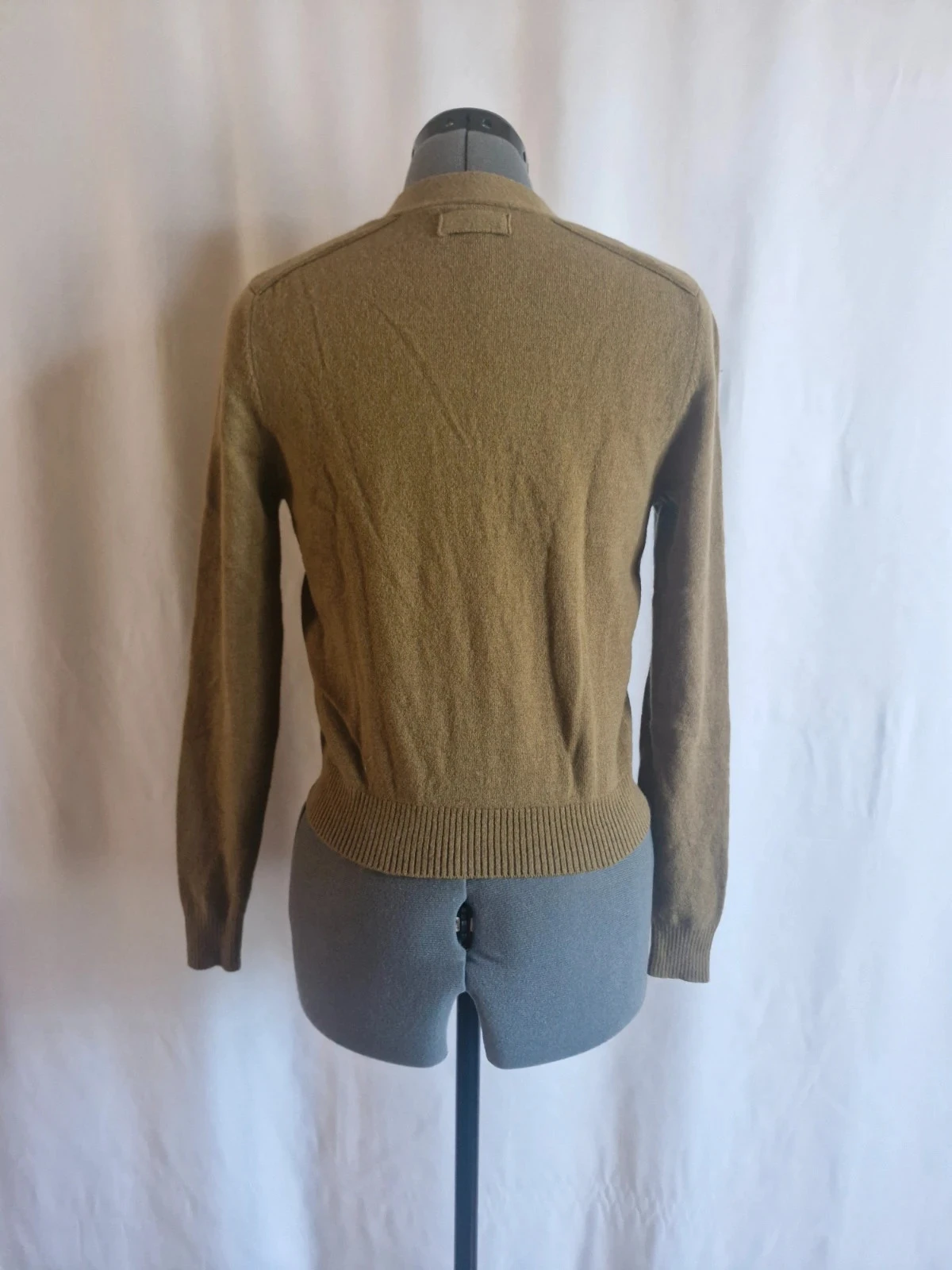 Gilet Zara 100 % lana color caqui – Talla S – Cardigan de punto fino – photo 4